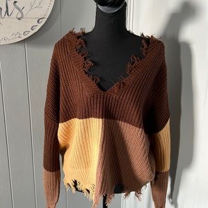 Brown and tan crop sweater